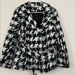Sophisticated Black and White Houndstooth Pea Coat